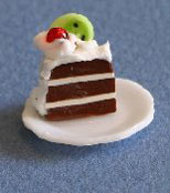 Dollhouse Miniature Cake, Slice, Kiwi Cherry